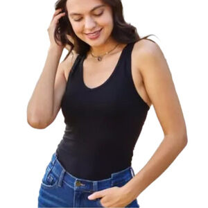 Zenana Bodysuit Women's Small Black Sleeveless Racerback Tank